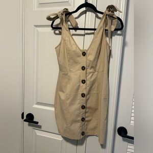 Beige linen blend dress